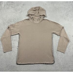 Alo Yoga Shirt Mens Large Hoodie 2 in 1 Runner Beige Pullover Athletic Gym